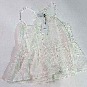 Greylin Blouse Womens Medium White Flowy Tiered Pleated Sleeveless Tank NEW